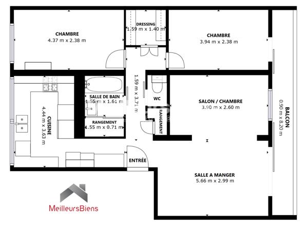 Beau 4 pièces 67 m²