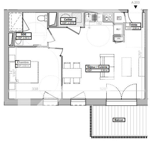 Appartement 2 pièces 46.05 m2