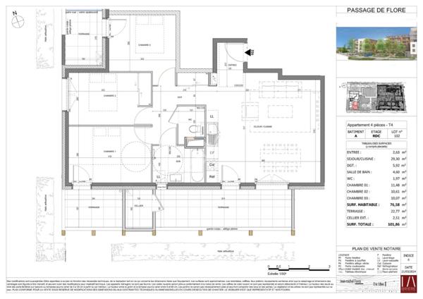 Appartement 4 pièces de 76,58 m², avec terrasse de 22,77 m², à vendre sur Annecy (secteur Cran Gevrier)