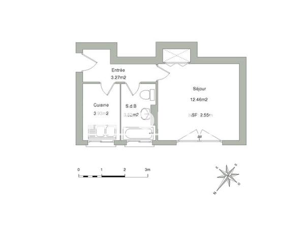 Location Studio 23.18 m² - 2 RUE CHEVALIER La Varenne 94210