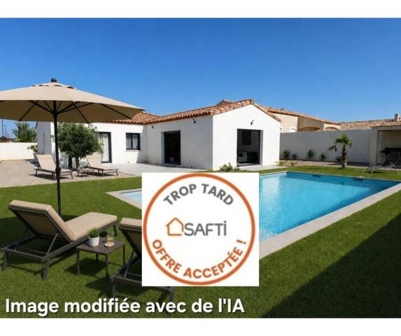 Villa plain pied 133m2 4 chambres sur terrain sans vis à vis de 616m2 avec piscine et garage