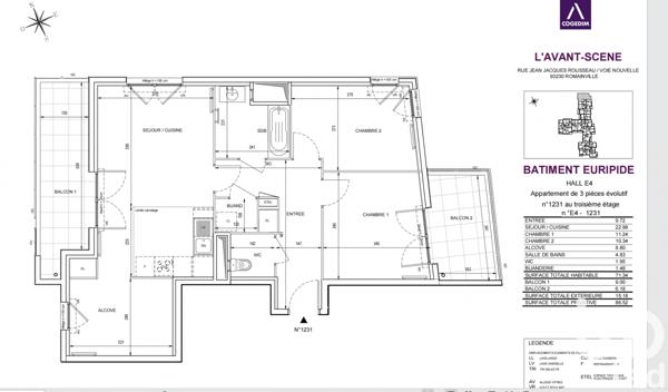 Appartement à vendre 4 pièces 71 m² Romainville