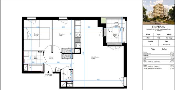 Appartement 3 pièce(s) 72.81 m2