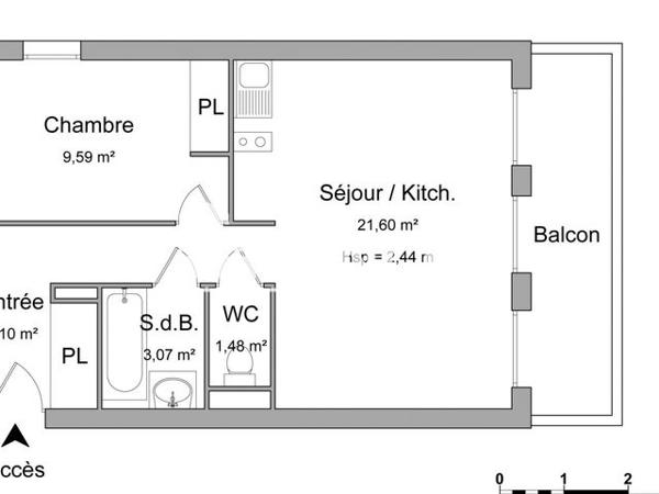 Location Appartement 2 pièces 42.84 m² - 110 COURS SAINT LOUIS Bordeaux 33000