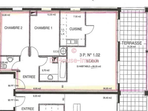 Appartement à vendre 3 pièces de 80 m²