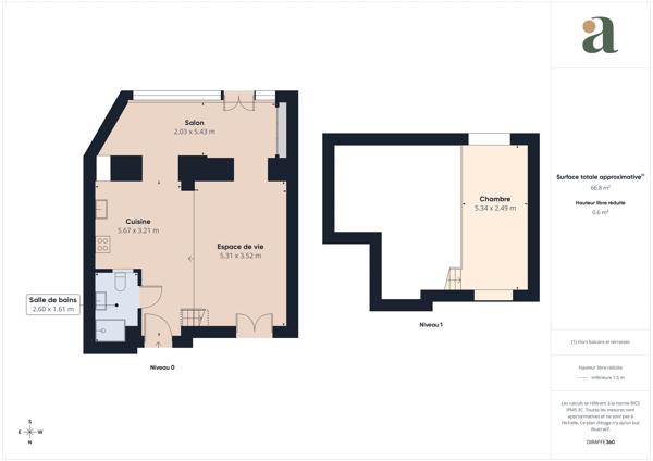 Loft de caractère de 66 m² Plein sud sur jardin Palais niçois