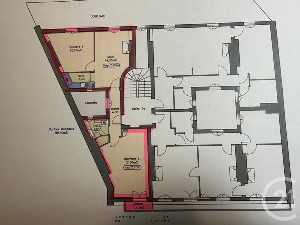 Appartement F3 à vendre  3 pièces - 54,11 m 2   PARIS  - 75019