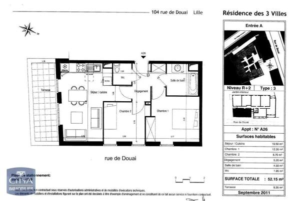 Appartement à louer 3 pièces 52.15m² Lille (59000)
