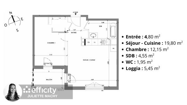 Appartement 2 pièces - 43 m²