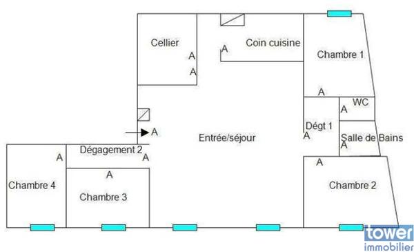 Appartement F5 – 4 chambres – Coeur de ville avec ascenseur