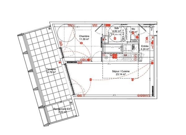 Bordeaux Lac : T2 de 46 m², avec une grande terrasse et une place de parking