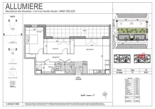 Appartement 3 pièces - 49800 Trélazé
