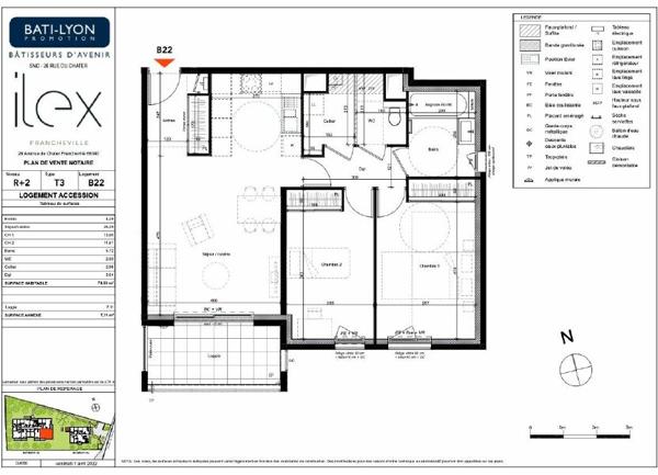Appartement à vendre  3 pièces • 70,33 m2 Francheville