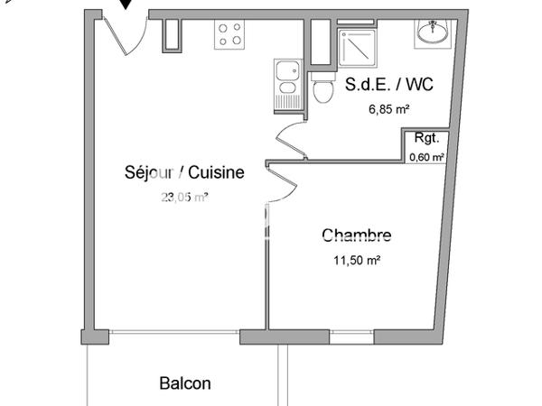 Location Appartement 2 pièces 42 m² - 44 B BLD HENRI BAZIN Chenove 21300