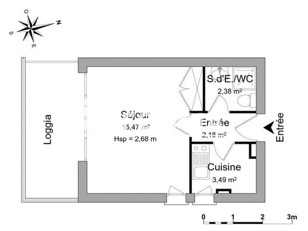 Location Studio 23.1 m² - 20 RUE VOLTAIRE St Germain En Laye 78100