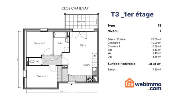 Appartement 58 m² à Talmont-Saint-Hilaire 85440