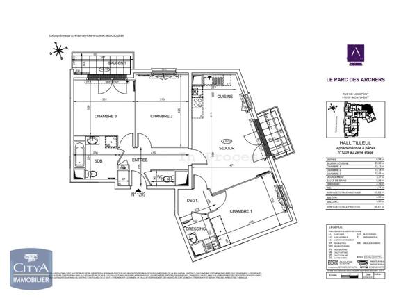 Appartement à louer 4 pièces 83.02m² Montlhéry (91310)
