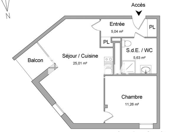 Location Appartement 2 pièces 46.94 m² - APPARTEMENT N°A48 Rennes 35700
