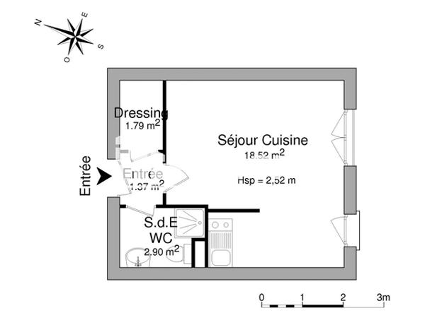 Location Studio 24.58 m² - 93-99 RUE CHARLES LEGENDRE Limoges 87000