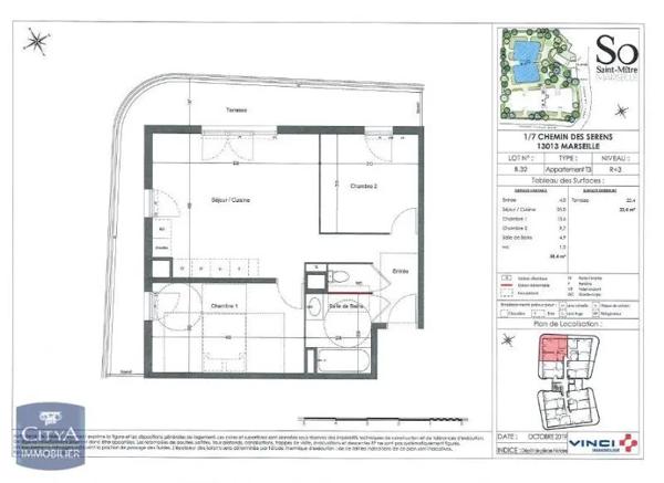 Appartement à louer 3 pièces 58.4m² Marseille (13013)
