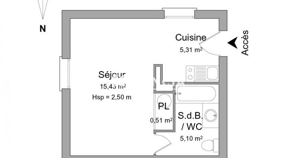 Location Studio 26.35 m² - Carpentras 84200