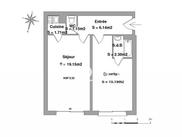 Location Appartement 2 pièces 45.64 m² - 62 AVENUE MAL JUIN Lourdes 65100