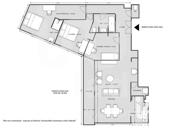 Appartement à vendre 4 pièces 98 m² Paris 16