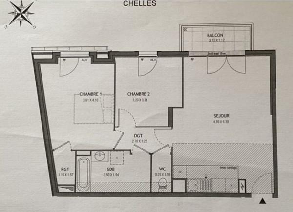 T3 Chelles Centre ville /Gare 64.36 m²