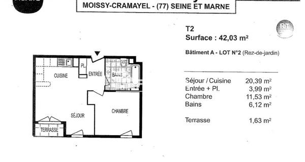Location Appartement 2 pièces 41.12 m² - Moissy-cramayel 77550