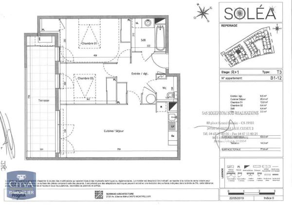 Appartement à louer 3 pièces 63.5m²