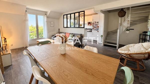 Draveil : duplex 69 m², 3 ch., parking, gare 8 min