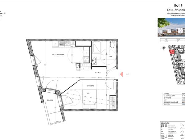 Location Appartement 2 pièces 44.1 m² - Louviers 27400