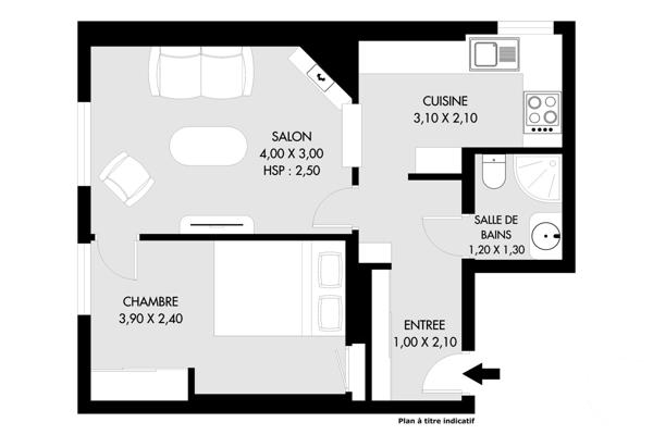 Appartement F2 à vendre  2 pièces - 34,50 m2 PARIS - 75020