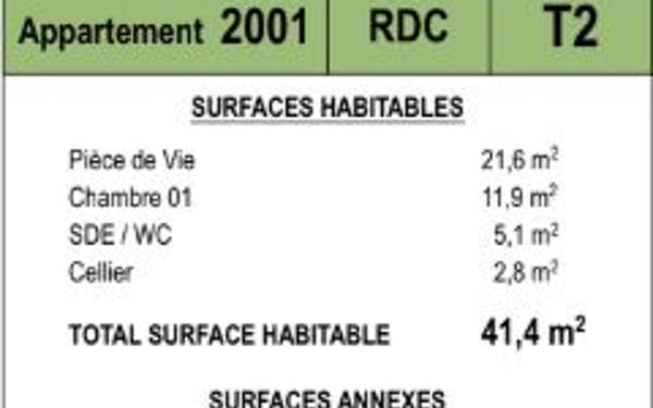 Appartement à vendre    2 pièces • 41,40 m2 Saint-Paul-lès-Dax