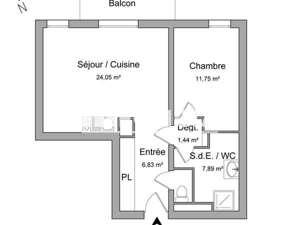 Location Appartement 2 pièces 51.96 m² - 150 BOULEVARD JEAN ROYER Tours 37000