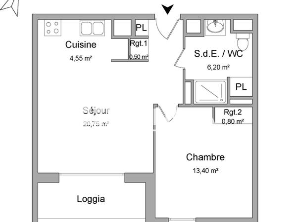 Location Appartement 2 pièces 46.2 m² - 10 RUE FLORENCE ARTHAUD Rouen 76100