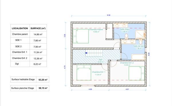 MAISON NEUVE 4 CHAMBRES.