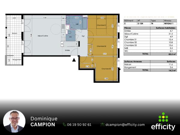 Appartement
         4 pièces
        - 86 m² 338 000 € *