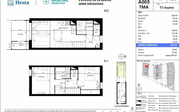 Maison à vendre    3 pièces • 63 m2 Messanges