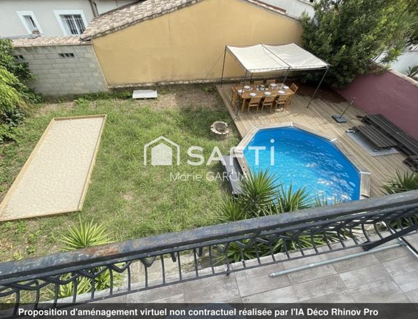 Maison 119 m² quartier Mas de Possac, 4 chambres, jardin, piscine et garage
