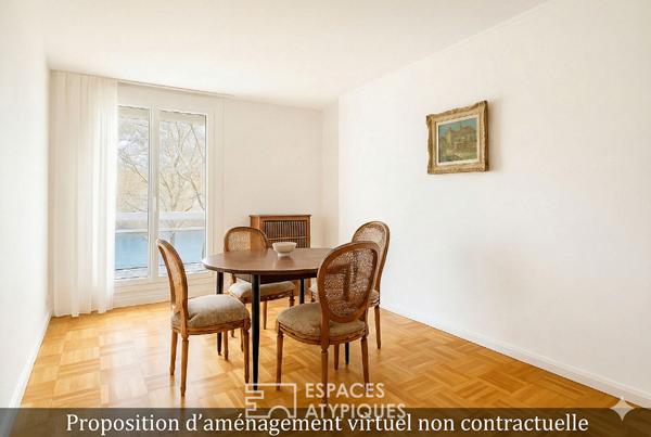 Appartement familial de 4 chambres avec 2 grands balcons vue Saône