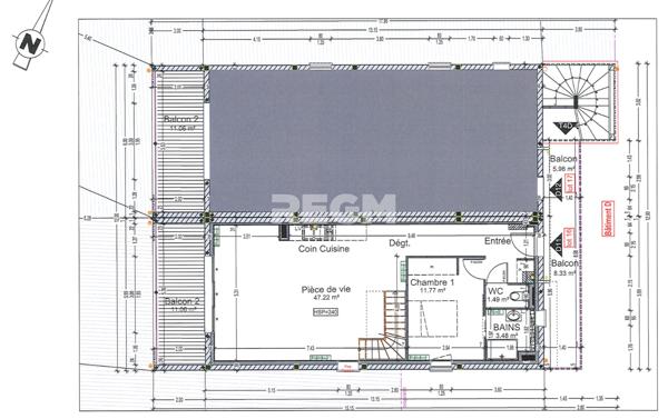 Dinard (35800) Dinard - Duplex T4 de 88 m2 orienté Sud-Ouest. 15mn à pied de la plage du Prieuré.