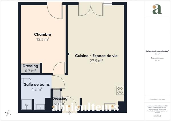Menton (Bas Borrigo) Superbe T2 de 47 m² avec plus de 100 m² d'extérieur