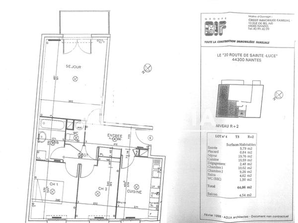 Location Appartement 3 pièces 64.86 m² - 20 ROUTE DE SAINTE LUCE Nantes 44300