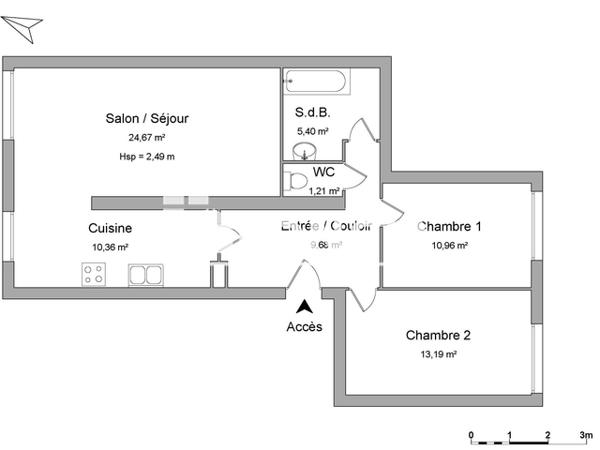 Location Appartement meublé 3 pièces 76 m² - 184 RUE EMILE COMBES Bordeaux 33000
