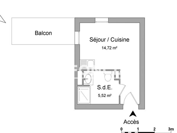 Location Studio 20.24 m² - 14 ALLEE DE LA HOUBLONNIERE Strasbourg 67200