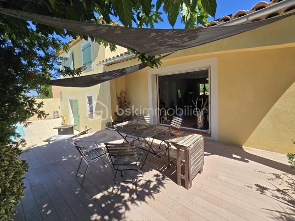 Garage, piscine, grande terrasse, 4 chambres, 2 salles d’eau et belle pièce de vie ouverte sur l’extérieur : une maison familiale complète, confortable et parfaitement équipée, dans un secteur résidentiel recherché et préservé des regards.
Dans l’un des secteurs recherchés et résidentiels de Gignac-la-Nerthe, au calme et à proximité des commerces et des écoles, découvrez cette agréable maison familiale de 121 m² habitables, construite en 2002 sur une parcelle de 700 m².
LES ATOUTS EN UN COUP D’ŒIL
Un extérieur privilégié
•	Terrain de 700 m²
•	Grande terrasse
•	Jardin d’agrément verdoyant
•	Piscine
•	Aucun vis-à-vis
•	Garage
Une maison pensée pour la vie de famille
•	121 m² habitables
•	4 chambres
•	Grande pièce de vie
•	Cuisine ouverte aménagée et équipée
•	Chambre avec accès direct à la piscine
•	Salle d’eau avec WC au niveau inférieur
•	Grande buanderie
•	Nombreux rangements
Des équipements performants
•	DPE classé B
•	Chauffage et climatisation gainables
•	Panneaux photovoltaïques
•	Chauffe-eau thermodynamique
•	Cheminée avec insert
•	Système d’alarme
•	Four à pizza
UNE BELLE PIÈCE DE VIE AU CŒUR DE LA MAISON
Le niveau principal s’organise autour d’une vaste pièce de vie, particulièrement conviviale, réunissant un espace salon avec cheminée avec insert, un espace séjour et une cuisine ouverte aménagée et équipée.
Les différents espaces communiquent naturellement et offrent une belle sensation de volume et de convivialité.
Le salon bénéficie d’une ouverture directe sur la grande terrasse et le jardin, permettant de profiter pleinement des extérieurs et de créer une agréable continuité entre intérieur et extérieur.
UNE ORGANISATION FAMILIALE PARTICULIÈREMENT FONCTIONNELLE
La maison est organisée sur deux niveaux avec un demi-niveau, ce qui lui confère une distribution agréable et originale.
Dès l’entrée, plusieurs espaces de rangement facilitent l’organisation du quotidien.
Le demi-niveau inférieur accueille une grande buanderie, particulièrement pratique pour une famille, ainsi qu’un accès direct au garage.
Ce même niveau dispose également d’une chambre bénéficiant d’un accès direct à la piscine, ainsi que d’une salle d’eau avec WC. Un espace particulièrement pratique pour une famille ou pour recevoir des amis.
À l’étage, l’espace nuit accueille trois chambres, ainsi qu’une salle de bains et un WC indépendant.
La maison offre ainsi quatre chambres au total, avec une répartition particulièrement adaptée à la vie familiale.
UN EXTÉRIEUR IDÉAL POUR PROFITER DES BEAUX JOURS
Implantée sur une parcelle de 700 m², la maison bénéficie d’un extérieur particulièrement agréable et préservé des regards, sans aucun vis-à-vis.
La grande terrasse, véritable prolongement de la pièce de vie, permet d’aménager un agréable espace repas et un salon extérieur pour profiter pleinement des beaux jours.
La piscine vient compléter cet espace de vie extérieur et invite à profiter des journées ensoleillées en famille ou entre amis.
Un espace convivial avec four à pizza vient également compléter cet extérieur, tandis que quelques espaces verts et un jardin d’agrément verdoyant entourent la maison et apportent une agréable touche de verdure à l’ensemble.
UN EMPLACEMENT RECHERCHÉ
Située dans un quartier calme et agréable de Gignac-la-Nerthe, cette maison bénéficie d’un environnement résidentiel tout en restant à proximité des commerces et des écoles.
Elle conviendra parfaitement à une famille recherchant une maison confortable, fonctionnelle et bien équipée, avec un véritable espace extérieur et la possibilité de recevoir famille ou amis dans d’excellentes conditions.
Une maison familiale complète et agréable à vivre, idéale pour une famille à la recherche d’espace, de confort et d’un extérieur privilégié, tout en bénéficiant d’une distribution particulièrement fonctionnelle.
À découvrir rapidement !
Fabrice Geneuil – BSK Immobilier
Votre projet immobilier est ma priorité.