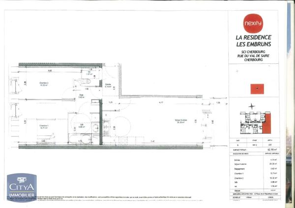 Appartement à louer 3 pièces 63.75m² Cherbourg-en-Cotentin (50100)
