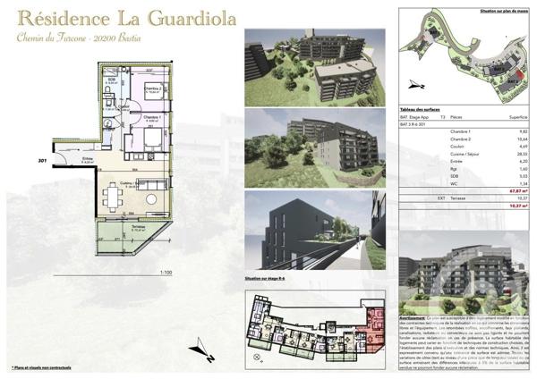 Appartement T3 à vendre  3 pièces - 68 m2 BASTIA - 202