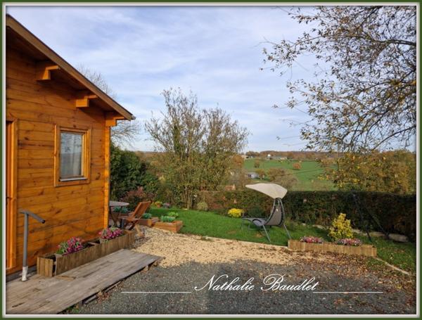 Saint-Symphorien (72240) Chalet en bois 3 pièces avec vue imprenable sur la campagne